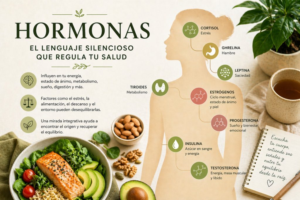 Equilibrio hormonal y alimentación: hormonas como la ghrelina y la leptina relacionadas con el hambre