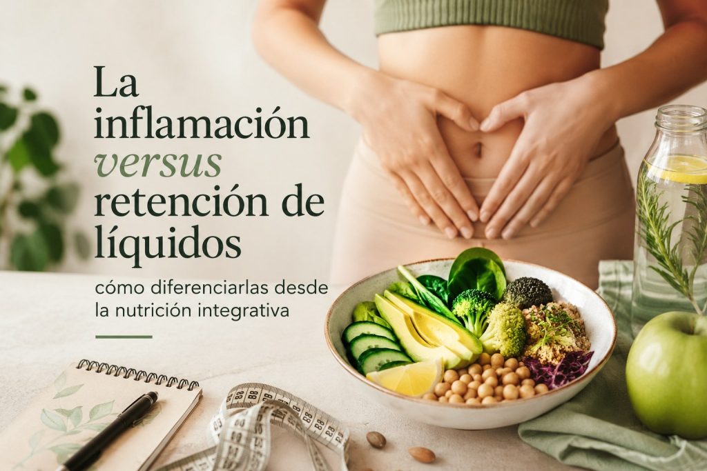 Tabla comparativa entre inflamación y retención de líquidos: síntomas, causas y diferencias como hinchazón, pesadez, dolor, digestión y circulación