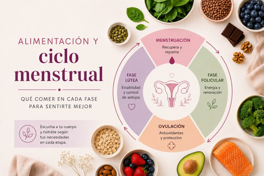 Alimentación y ciclo menstrual: alimentos saludables recomendados para cada fase del ciclo menstrual.