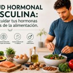 Hombre preparando una comida saludable para favorecer la salud hormonal masculina mediante una alimentación equilibrada.